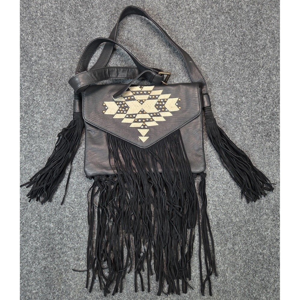 Idyllwind Fringe Crossbody Bag Black Leather Aztec Fueled By Miranda Lambert